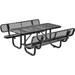 6 Rectangular Outdoor Expanded Metal Picnic Table With Backrests Black