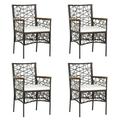 Topbuy Patio PE Rattan Dining Chairs Set of 4 Patio PE Wicker Armchairs with Removable Cushions and Acacia Wood Armrests