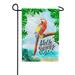 America Forever Hello Summer Exotic Tropical Bird Garden Flag 12.5 x 18 inches Palm Tree Beach Toucan Macaw Parrot Double Sided Seasonal Yard Outdoor Decorative Coastal Garden Flag