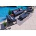 Juno 4-Piece Large Aluminum Sofa Set for Outdoor Conversation Sofa Set for Patio with Three Seat Sofa Two Armchairs and Coffee Table (Charcoal 4 Piece)