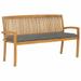 Stacking Patio Bench with Cushion 62.6 Solid Teak Wood