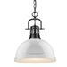Duncan 1 Light Pendant with Chain in Black with a White Shade