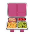 Bentgo Kids Stainless Steel Leak-Resistant Lunch Box - Bento-Style 3 Compartments and Bonus Silicone Container for Meals On-the-Go - Eco-Friendly Dishwasher Safe BPA-Free (Fuchsia)