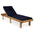 All Things Cedar CL78-B Reclining Cedar Chaise Lounger with Blue Cushion