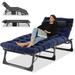 Lilypelle Portable Folding Camping Cot Adjustable 4-Position Adults Reclining Chaise with Pillow Outdoor Lounge Chair Sleeping Cots Bed Perfect for Camping Pool Beach Patio