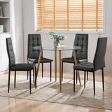 Omni House 5 Piece Round Dining Table Set Modern Dining Room Table Set for 4 Ideal for Small Spaces Kitchen Dinette(Round Wood Color Table+ 4 Black Chairs)