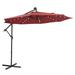 10 FT Solar LED Patio Outdoor Umbrella Hanging Cantilever Umbrella Offset Umbrella Easy Open Adjustment with 32 LED Lights (Red)