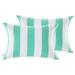 Pack of 2 Outdoor Decorative Throw Pillows 12 x 18 inch Stripe Aqua Lumbar Pillows (12 x 18 Stripe Aqua)