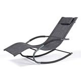 Outdoor Armrest Lounge Chair Chaise Lounge with Removable Pillow 266 lbs Capacity Dark Gray