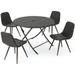 Noble House Jude Caleb 5 Piece Wicker Foldable Patio Dining Set in Brown