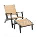 Plow & Hearth Claytor Eucalyptus Outdoor Furniture Chair and Ottoman 2-Piece Set - Black