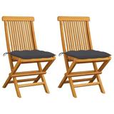 Suzicca Patio Chairs with Anthracite Cushions 2 pcs Solid Teak Wood