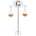 Double Planter Stake - Hanging Monogram Garden or Yard Metal DÃ©cor - G