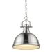 Duncan 1 Light Pendant with Chain in Pewter with a Pewter Shade