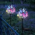 Motrke Solar Butterfly Lights Outdoor Solar Stake Lights with Butterflies Waterproof Solar Landscape Copper String Lights White Light for Yard Lawn Patio Pathway Decoration