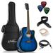 Ashthorpe Full-Size Cutaway Dreadnought Acoustic Electric Guitar Package Blue