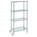 HUBERTÂ® Wire Shelving 4-Shelf Green Epoxy Mobile- 36 L x 18 W x 78 H