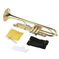 Abody Bb Standard Trumpet Flat Brass Gold Painted Exquisite Durable with Mouthpiece Gloves Strap Case for Beginner Golden