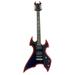 Full Size Right Handed Heavy Metal Style Electric 6 String Guitar Solid Wood Body and Bolt on Neck Cable and Allen Wrench Color: Black with Red