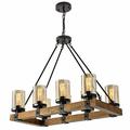 MIDUO 8 Lights Candle Style Wood&Metal Pendant Fixtures Rustic Chandelier 480W