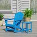 WestinTrends Malibu 2 Piece Outdoor Rocking Chair Set All Weather Poly Lumber Porch Patio Adirondack Rocking Chair with Side Table Pacific Blue