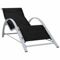 Anself Outdoor Sun Lounger Textilene Chaise Lounge Chair Aluminum Frame Sunlounger Black for Poolside Patio Balcony Garden 65.7 x 23.6 x 26 Inches (L x W x H)