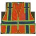Petra Roc Public Safety Vest 207-2006 107-2010 Class 2 Orange Mesh with Lime Binding 5-Point Breakaway 5 Pockets Super 6X & 8X