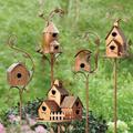 wendunide Bird Feeders Bird House With Pole Copper Cottage Bird House Stakes Large Bird Houses For Courtyard Backyard Patio Outdoor Garden Decor Resting Place For Birds Hummingbird House Bird Feeder C