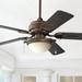 52 Casa Vieja Marina Breeze Industrial Rustic Farmhouse Indoor Outdoor Ceiling Fan with LED Light Oil Brushed Bronze Wet Rated for Patio Exterior