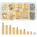 120pcs M3 Copper Brass Pillars Standoff Circuit Spacer PCB Board Nut Screws Hex Round Single Cylinder Head with Box