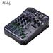 Muslady Muslady T4 Portable 4-Channel Sound Card Mixing Console Audio Mixer Built-in 16 DSP 48V Phantom power Supports BT Connection MP3 Player Recording Function 5V power Supply for DJ Network Live