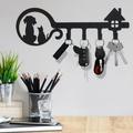 Key Holder for Wall with 4 Hooks for Decoration Wall-mounted Keys Stand Punching Installation Key Hanger Hook Iron Key Holder