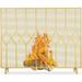 Amagabeli 39X31In Fireplace Screens for Wood Burning Fireplace Single Panel Wrought Iron Fireplace Cover Fire Spark Guard for Indoor Outdoor Fire Screens for Fireplaces Golden