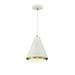 Trade Winds Audrey 1 Light Pendant in White with Natural Brass
