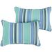 Set of 2 Sunbrella Dolce Oasis Stripes Corded Rectangular Indoor/Outdoor Lumbar Throw Pillows 24