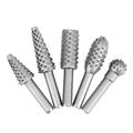 5 Pcs Rotary Burr Rasp Wood Carving File Woodworking Drill Bit 1/4-Inch Round Shank Chisel Embossed Deburring Polishing Grinding Head For Carpenter