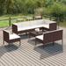 Anself 9 Piece Patio Lounge Set Outdoor Conversation Set with Cream White Cushion Brown Poly Rattan Sectional Outdoor Furniture Set for Patio Backyard Patio Balcony