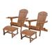 W Unlimited 33.75 x 33 x 27.75 in. 2 Foldable Adirondack Chair with Cup Holder with Ottoman Walnut