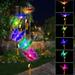 Solar Powered Wind Chime Outdoor Mobile Butterfly Wind Chimes with Bell Colorful Bell Hanging Lamps Memorial LED Christmas Decorations Birthday Gifts for Mom