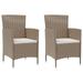 Andoer Beige outdoor Patio Chairs with Cushions 2 pcs Poly Rattan