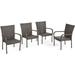 Noble House Benhill Wicker Stacking Patio Dining Arm Chair in Brown (Set of 4)