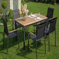 TALEMOHO 7 Pieces Outdoor Dining Set- One Table and Six Chairs- Black and Brown