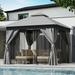 LAUSAINT HOME 10 x10 Patio Gazebo Double Roof Outdoor Shelter Tent with Nettings and Privacy Screens Gray