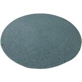 Signature Home Collection 5 Blue Solid Handwoven Round Outdoor Area Throw Rug