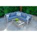 Belvedere 4-Piece Brushed Aluminum Outdoor Patio Furniture Sectional Sofa Set w/ Three-piece Sectional and Coffee Table