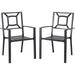 AECOJOY Outdoor Patio Dining Chairs Stackable Arm Chairs-Metal Frame-Set of 2-Black