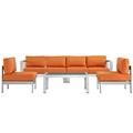 Modern Contemporary Urban Design Outdoor Patio Balcony Five PCS Sectional Sofa Set Orange Aluminum