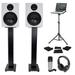 (2) Rockville 5.25 250w Powered Studio Monitors+Stands+Headphones+Mic+Foam Pads