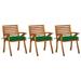 Andoer Garden Dining Chairs with Cushions 3 pcs Solid Acacia Wood