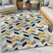 Well Woven Dorado Bela Modern Geometric Blue Indoor/Outdoor High-Low Pile 3 11 x 5 3 Area Rug